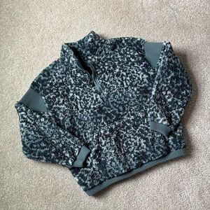 JoyLab Women’s Plush and Cozy Teal Patterned Fleece Pullover 1/4 Zip NWT Size S